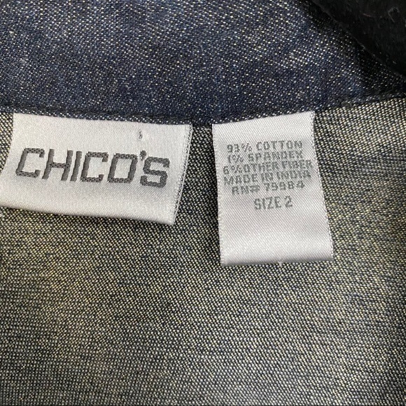 Chico’s Denim Jacket With Gold Print & Bead Detail - Picture 5 of 5